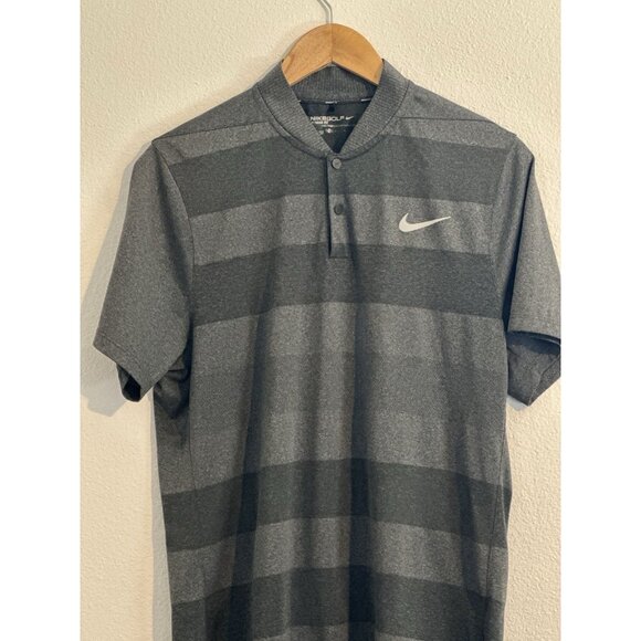 Nike Golf Polo Shirt Men's Large Gray Blade Collar Snap Button Short Sleeve - Picture 3 of 8